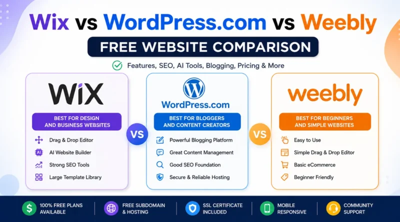 Wix vs WordPress.com vs Weebly: Free Website Comparison